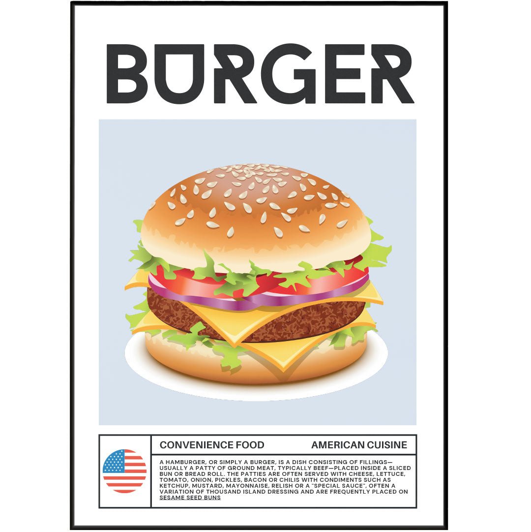 Burger Wall Art Poster - 98typesFood Art