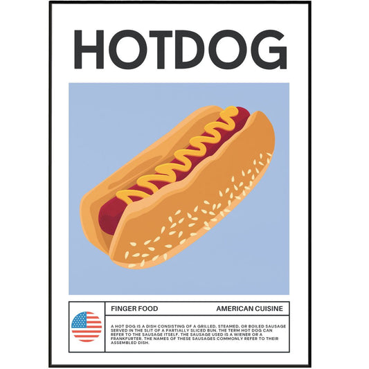 Hotdog Wall Art Poster - 98typesFood Art