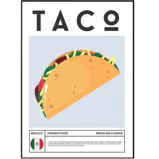 TACO Wall Art Poster - 98typesFood Art