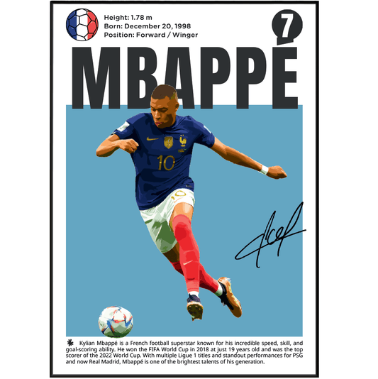 Kylian Mbappé N7 Football Poster - 98typesFootball Posters