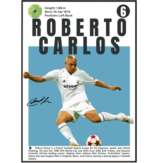 Roberto Carlos Football Poster - 98typesFootball Posters