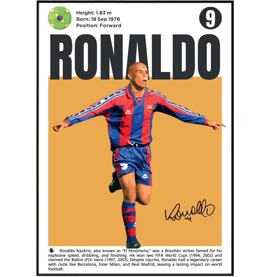 Ronaldo Nazário 9 Football Posters - 98typesFootball Posters