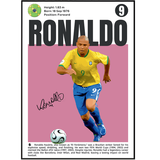 Ronaldo Nazário Football Poster - 98typesFootball Posters