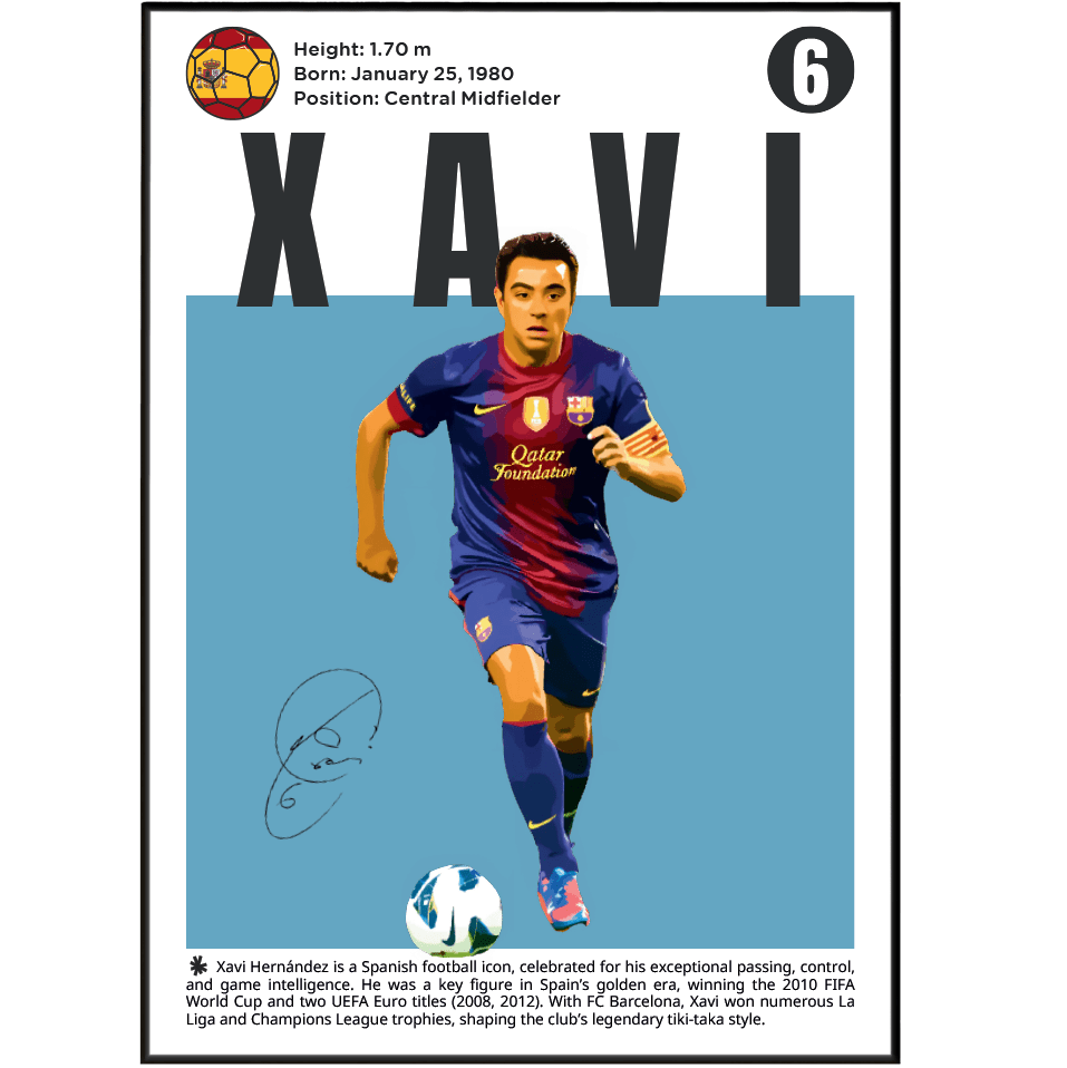Xavi Hernández Football Poster - 98typesFootball Posters