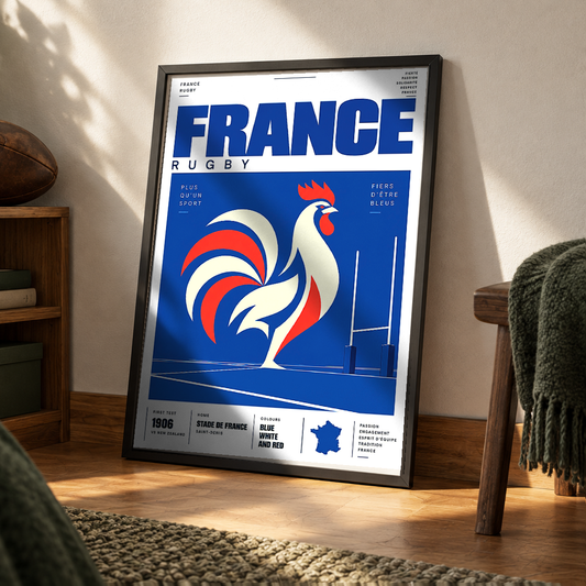 France rugby poster Les Bleus – rugby wall art print by 98types