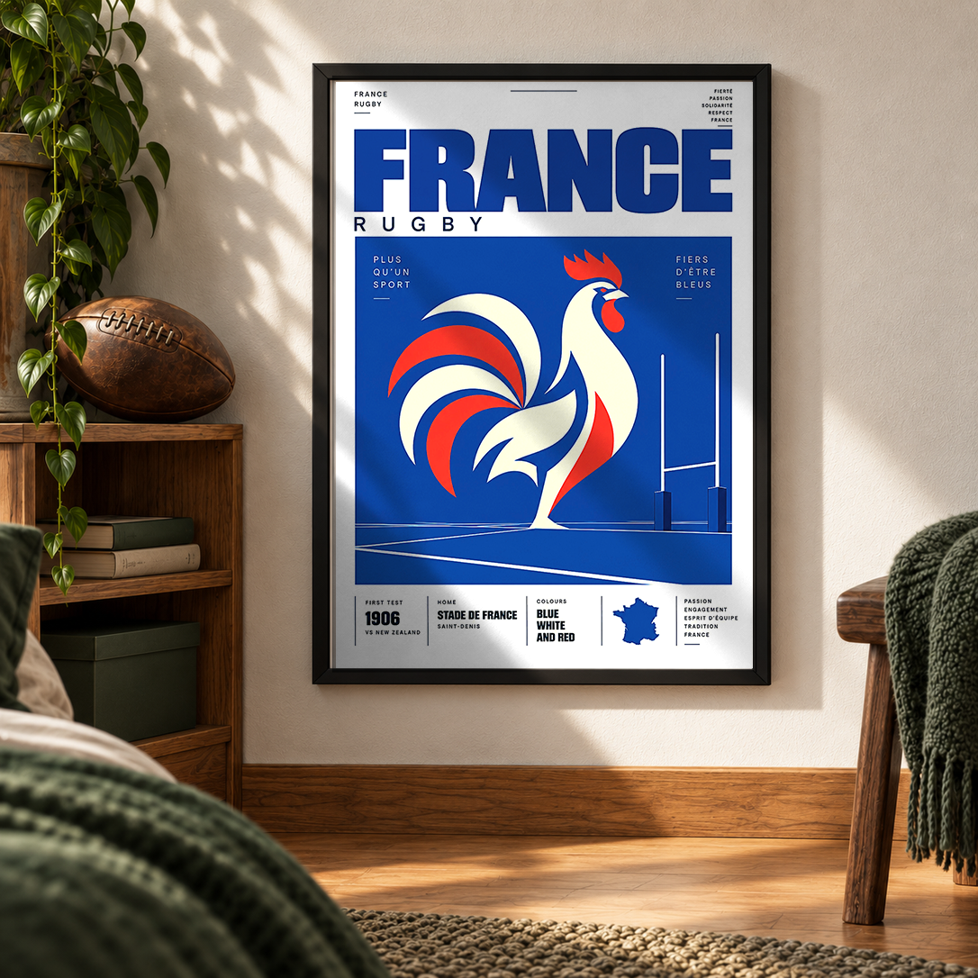 France rugby poster Les Bleus – rugby wall art print by 98types