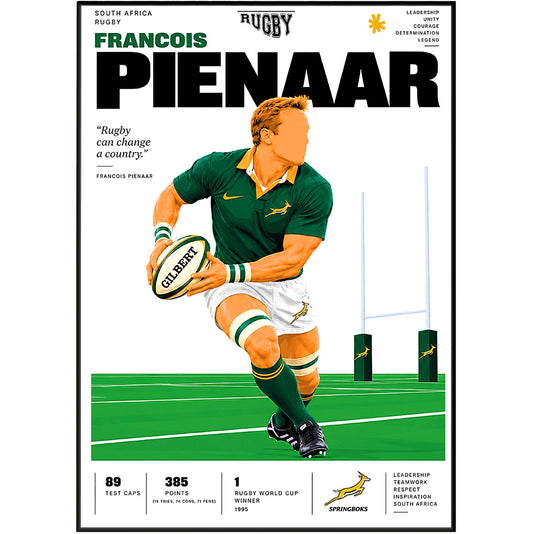 Francois Pienaar 1995 Rugby World Cup captain poster – Springboks wall art
