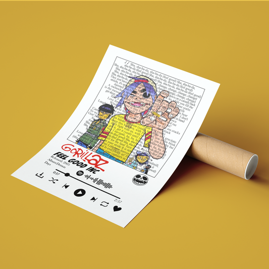 Gorillaz Feel Good Inc song lyric print wall art UK music poster
