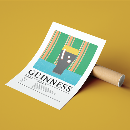 Guinness beer poster — minimalist Irish stout bar art wall print UK pub decor