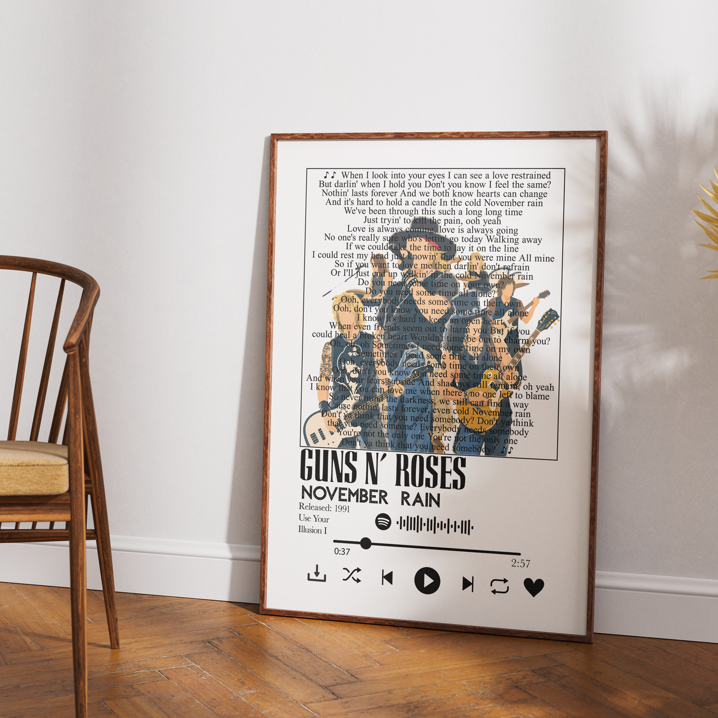 Guns N Roses November Rain Song Lyric Print Wall Art