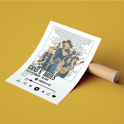 Guns N Roses November Rain Song Lyric Print Wall Art