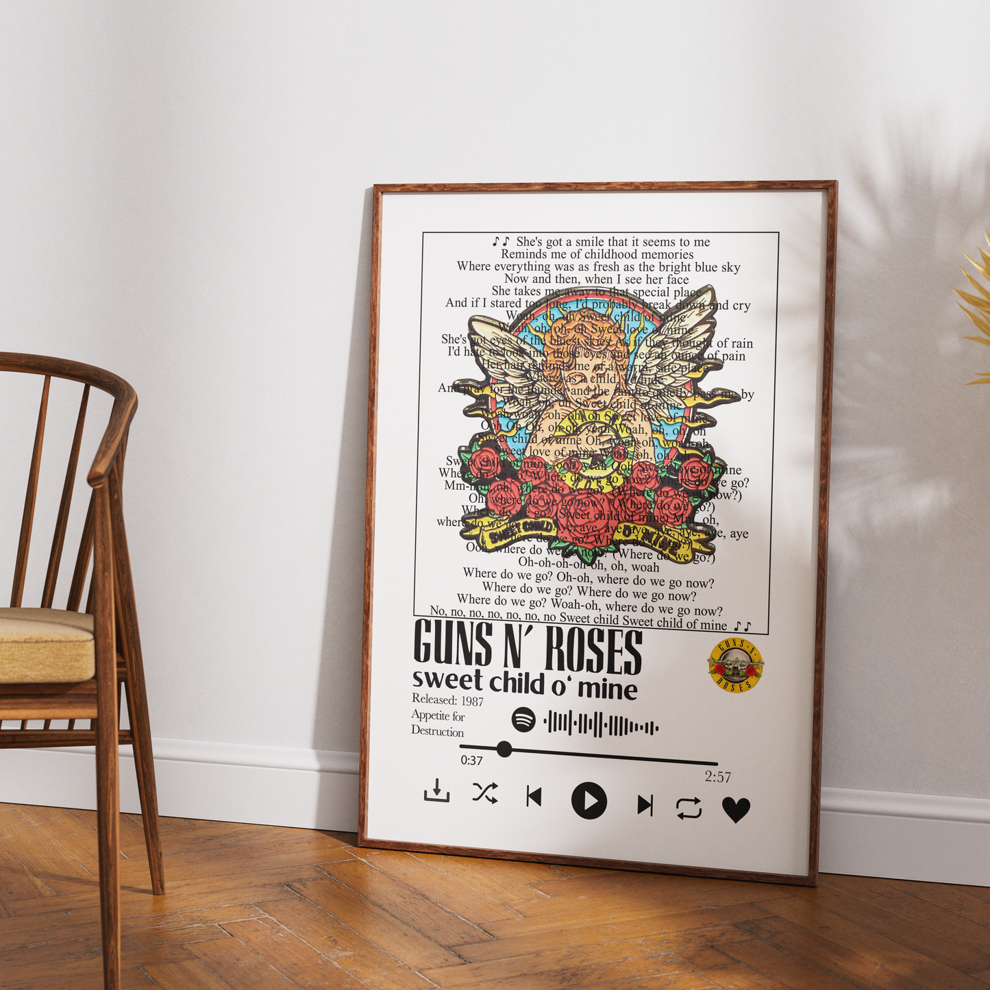Guns N Roses Sweet Child O Mine song lyric print wall art UK rock poster
