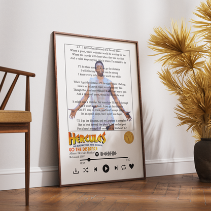 Hercules – Go the Distance Musical Lyrics Poster