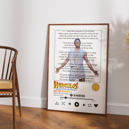 Hercules – Go the Distance Musical Lyrics Poster