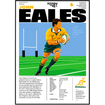 John Eales Wallabies captain rugby poster – wall art print by 98types