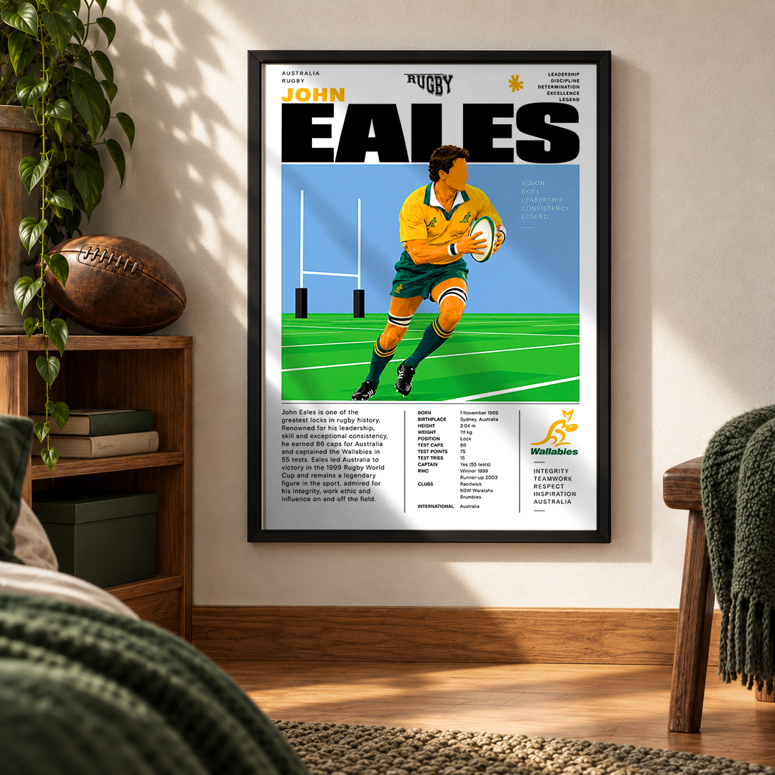 John Eales Wallabies captain rugby poster – wall art print by 98types