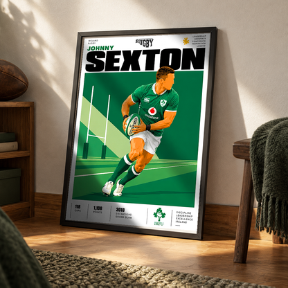 Johnny Sexton Ireland fly-half rugby poster – wall art print by 98types