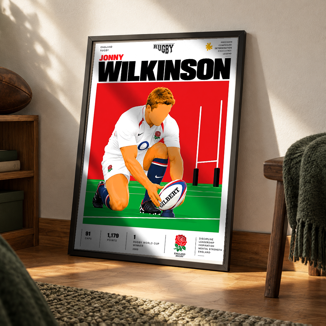 Jonny Wilkinson 2003 Rugby World Cup drop goal poster – England rugby wall art