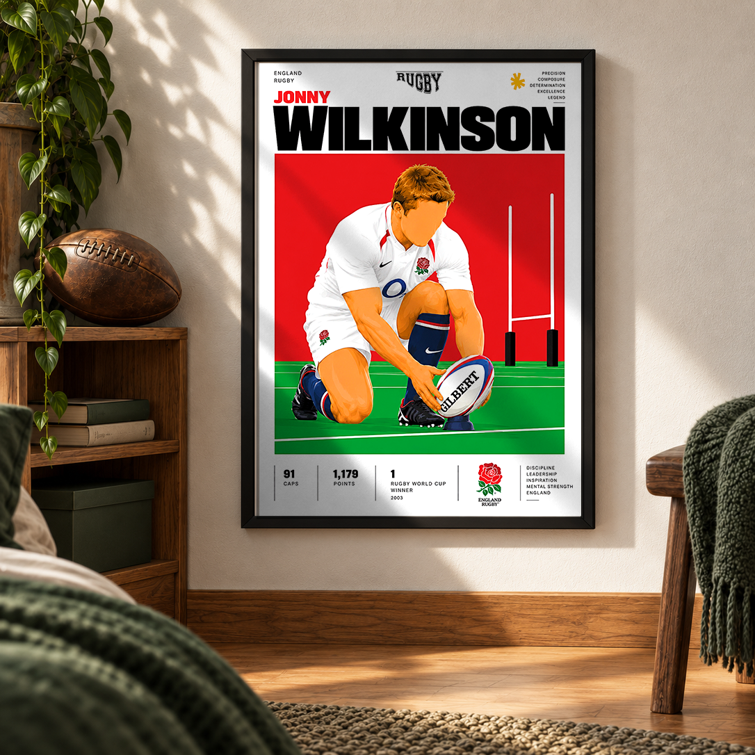 Jonny Wilkinson 2003 Rugby World Cup drop goal poster – England rugby wall art