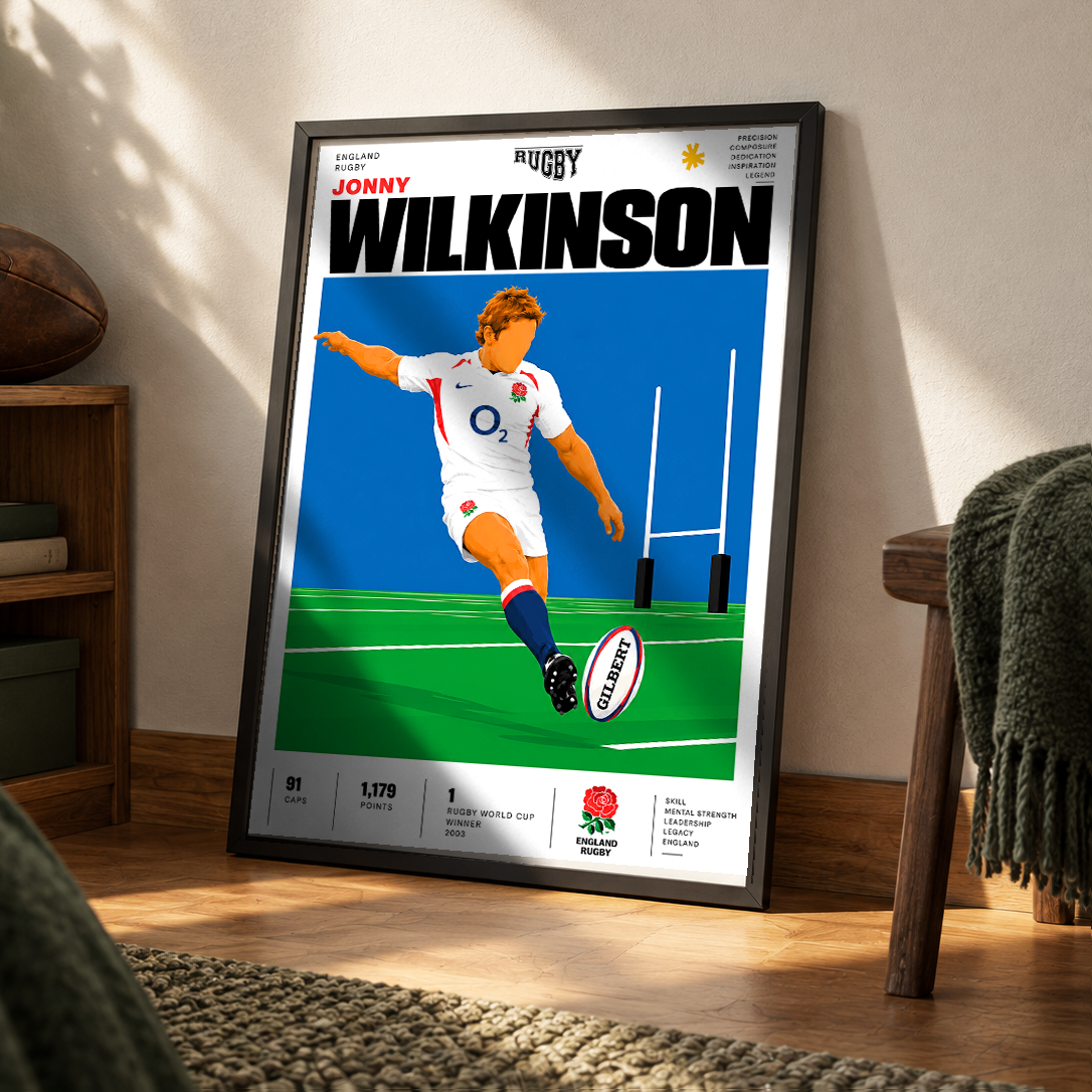 Jonny Wilkinson 2003 Rugby World Cup drop goal poster – England rugby wall art