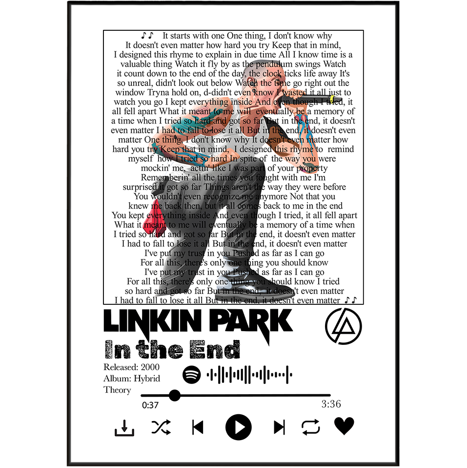 Linkin Park In the End Lyrics Poster | Wall Art Print UK
