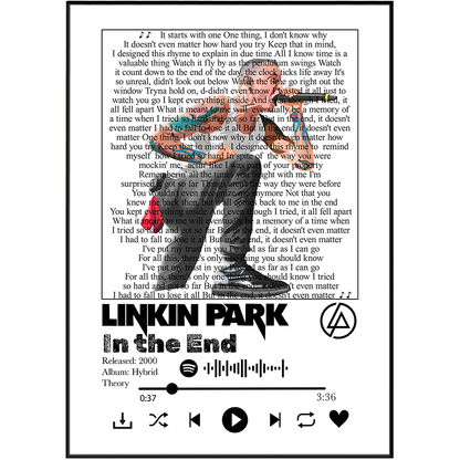 Linkin Park In the End Lyrics Poster | Wall Art Print UK