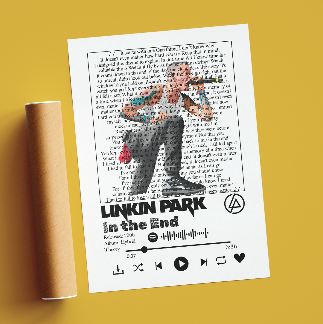 Linkin Park In the End Lyrics Poster | Wall Art Print UK