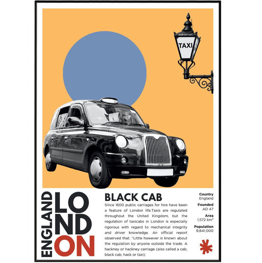 Black Cab Illustration Posters - 98typesLondon Illustrations