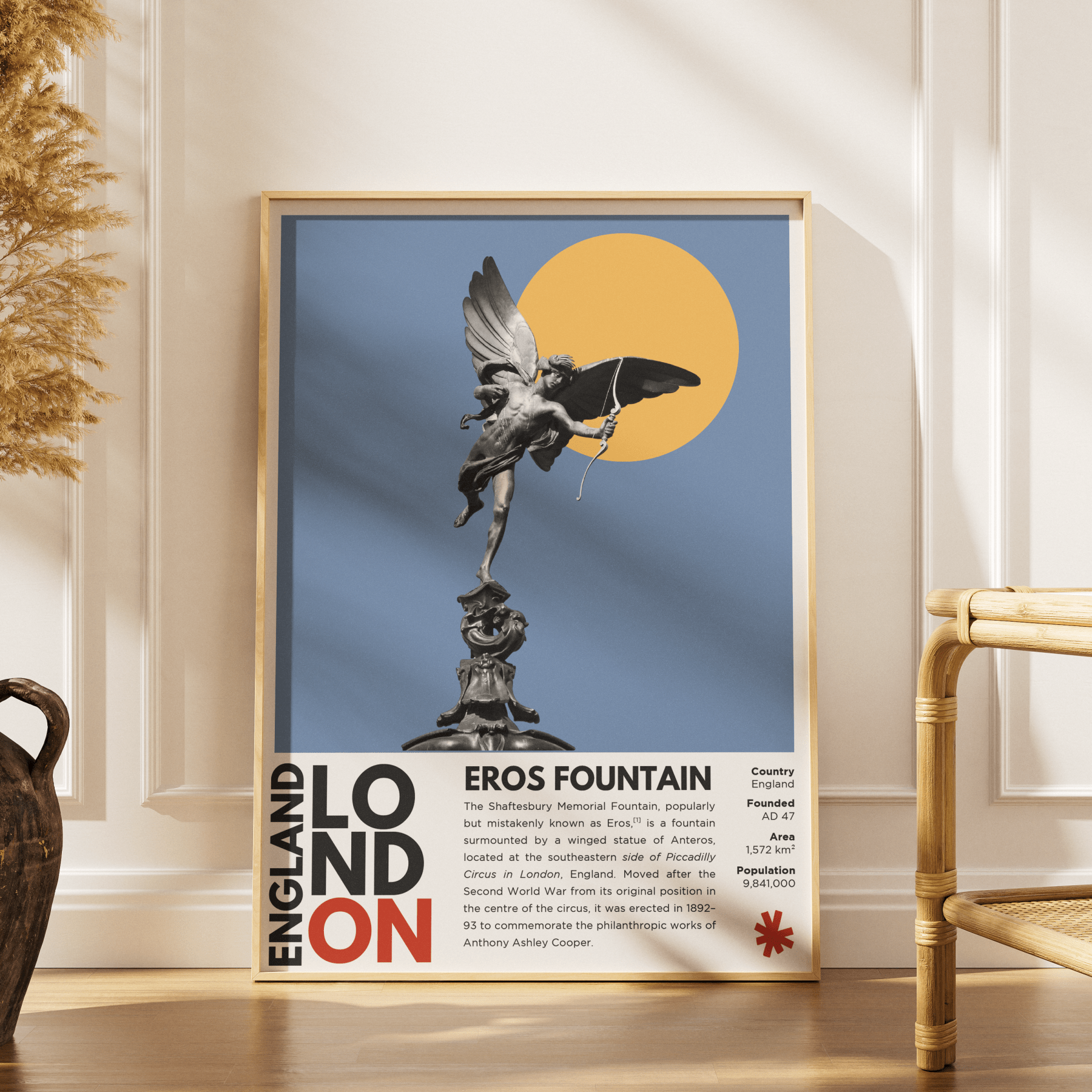 Eros Fountain Illustration Posters - 98typesLondon Illustrations