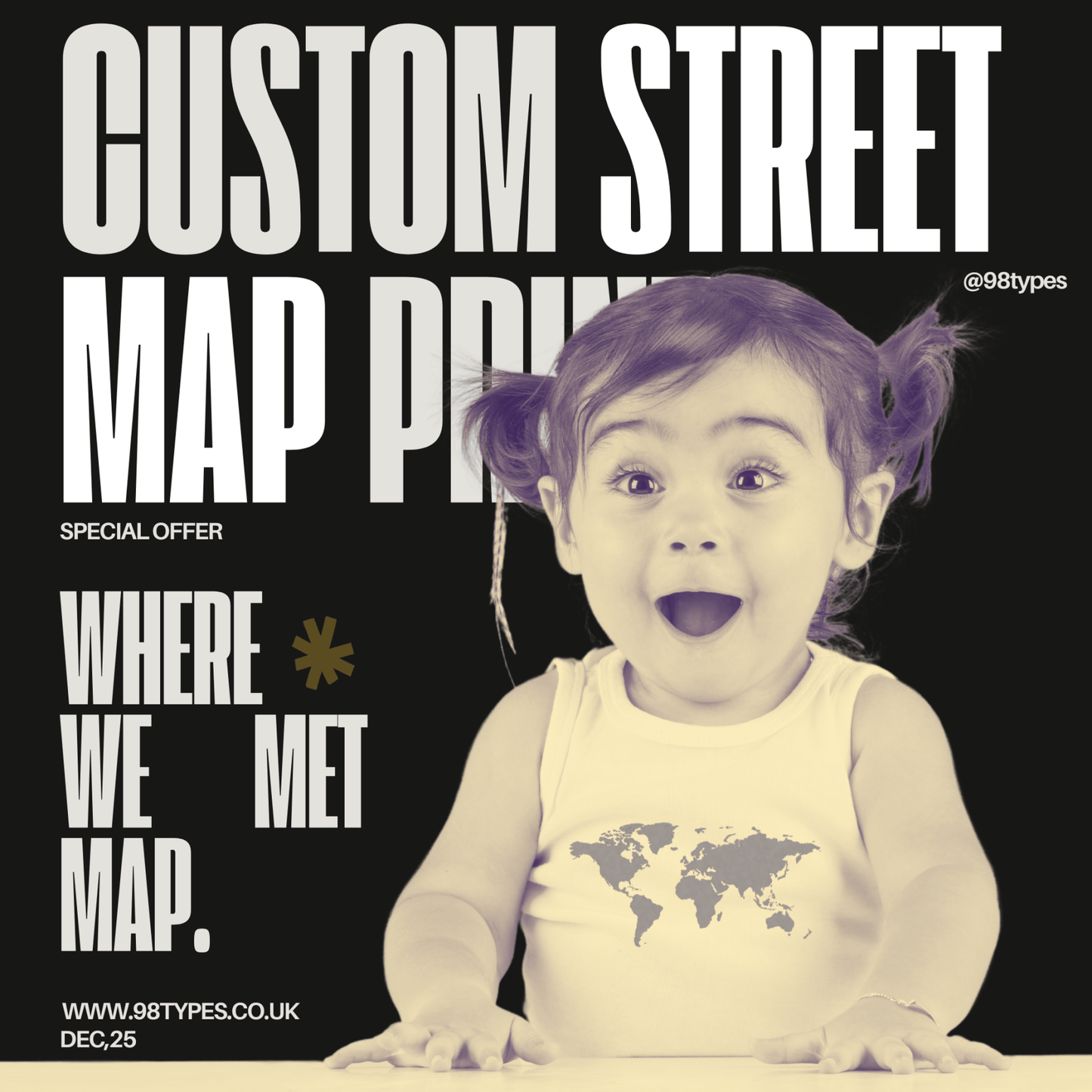 Where We Met Map | Custom Street Map Print - 98typesMAPS Art Prints