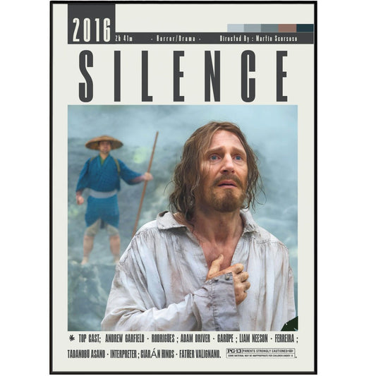 Silence 2016 film poster — Martin Scorsese Andrew Garfield Japan Jesuit priests faith wall art print UK
