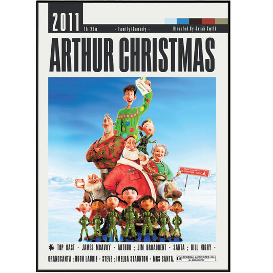 Arthur Christmas (2011) Movie Poster - 98 Types StudioModern Minimal Movies