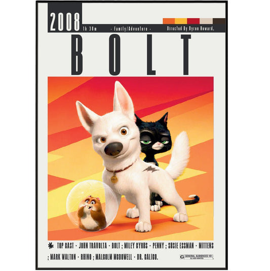 Bolt (2008) Movie Poster - 98 Types StudioModern Minimal Movies