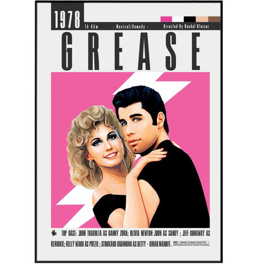 Grease (1978) Movie Poster - 98 Types StudioModern Minimal Movies
