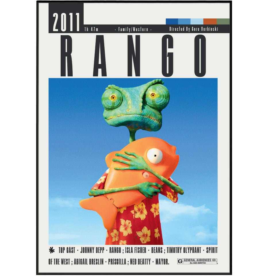 Rango (2011) Movie Poster - 98 Types StudioModern Minimal Movies