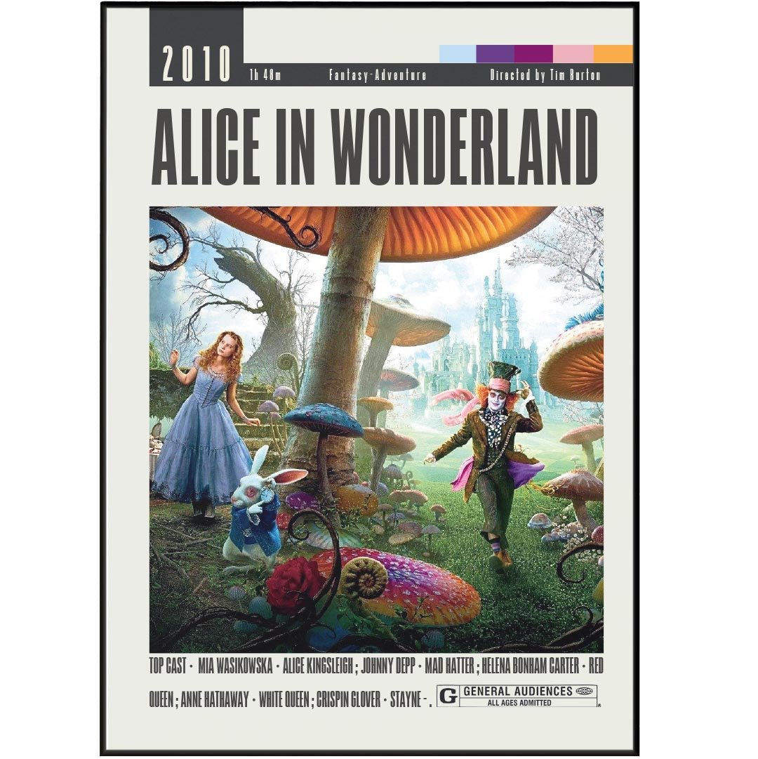 Alice in Wonderland Poster | Tim Burton Movies - 98typesModern Minimal Movies