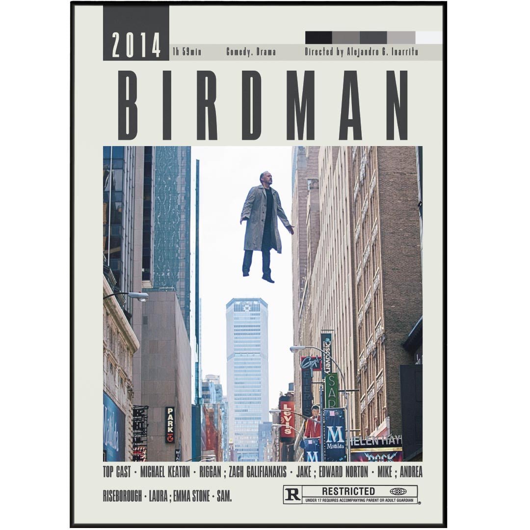 Birdman Poster | Alejandro G. Iñárritu Movies - 98typesModern Minimal Movies