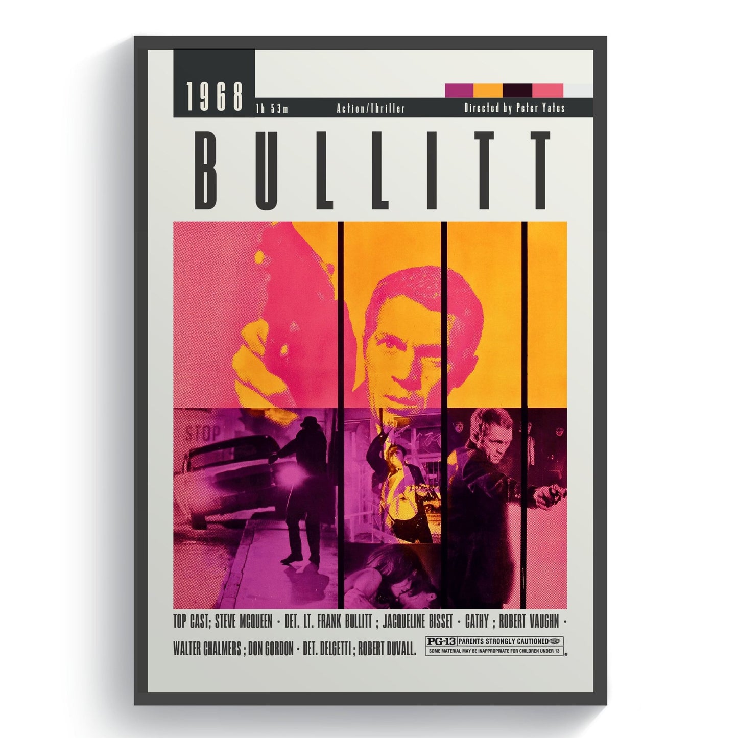 Bullitt Movie Posters - 98typesModern Minimal Movies