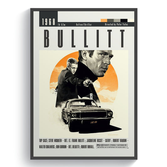 Bullitt Movie Posters - 98typesModern Minimal Movies