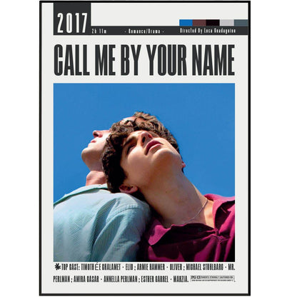 Call Me by Your Name 2017 Film Poster - 98typesModern Minimal Movies