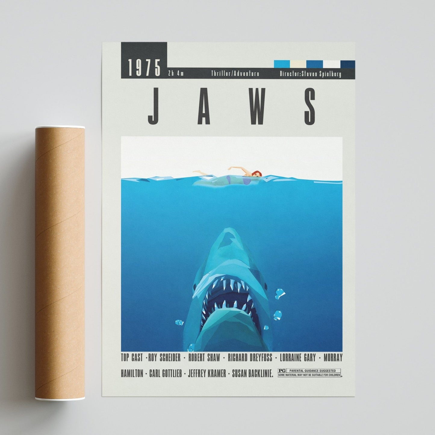 Jaws Poster | Steven Spielberg Movies - 98typesModern Minimal Movies