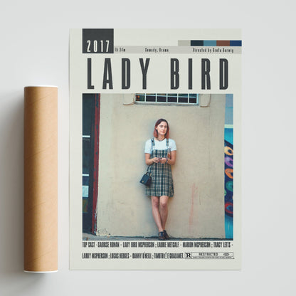 Lady Bird Poster | Greta Gerwig Films - 98typesModern Minimal Movies