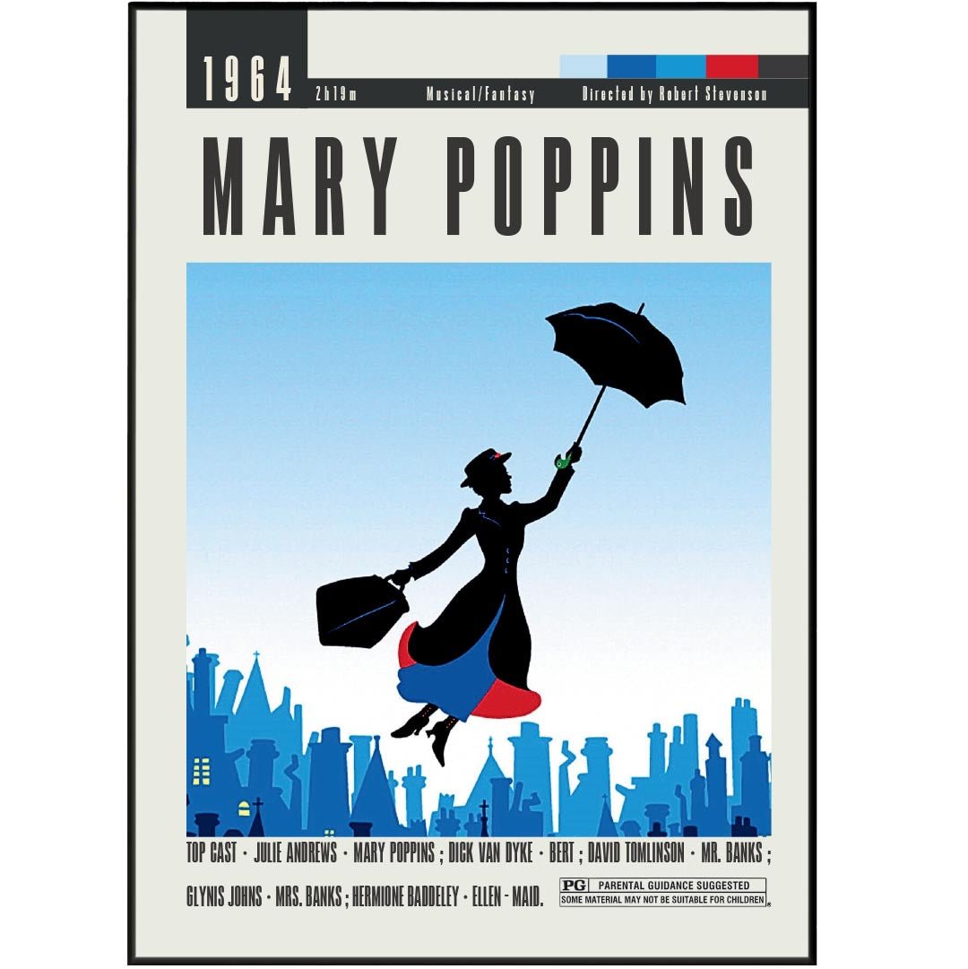 Mary Poppins Posters | Robert Stevenson Movies - 98typesModern Minimal Movies