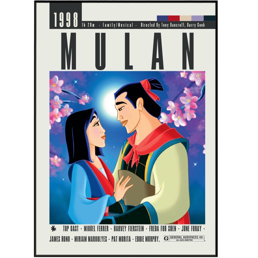 Mulan 1998 Movie Posters - 98typesModern Minimal Movies