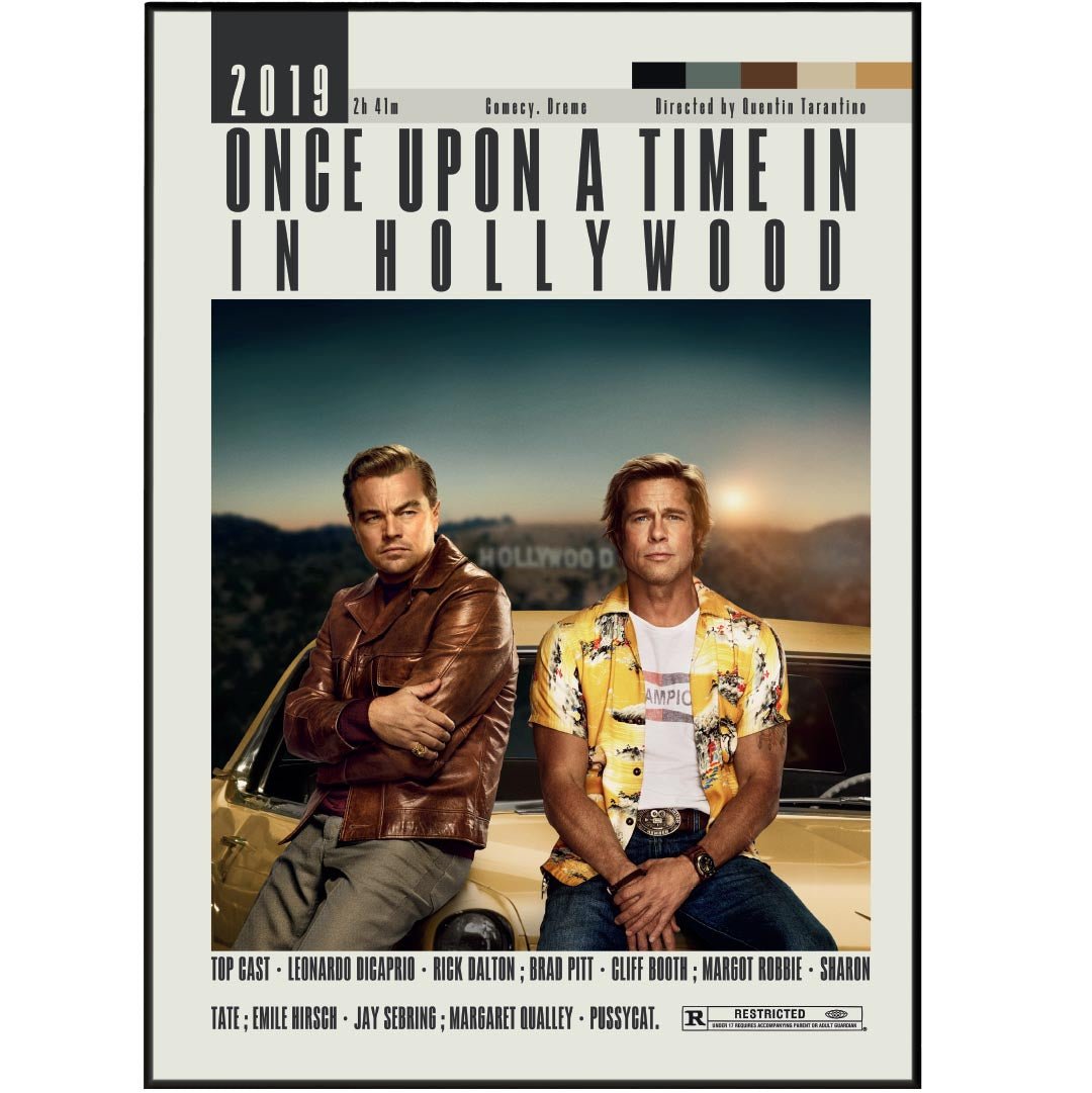 Once Upon a Time in Hollywood Poster | Quentin Tarantino Movies - 98typesModern Minimal Movies