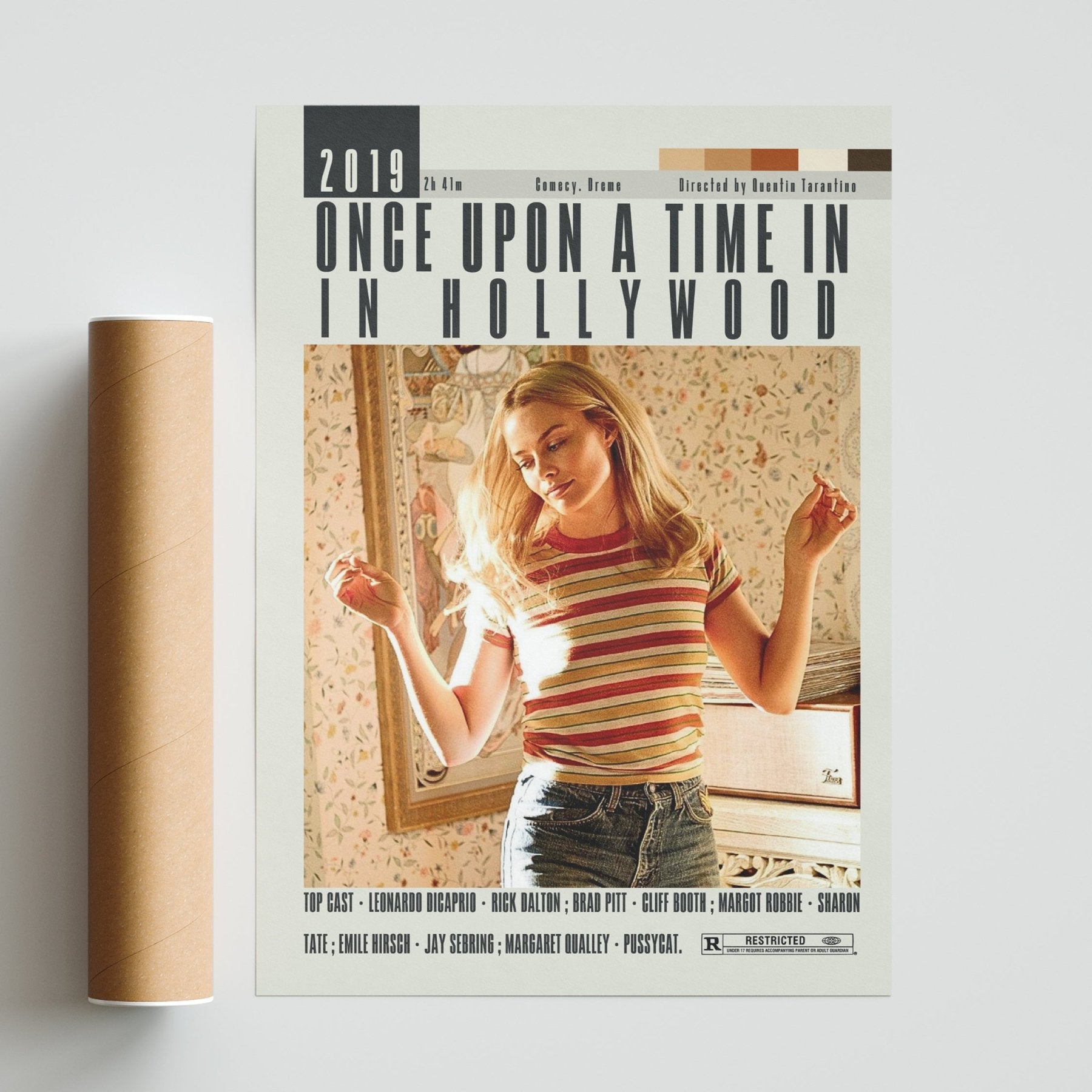 Once Upon a Time in Hollywood Poster | Quentin Tarantino Movies - 98typesModern Minimal Movies