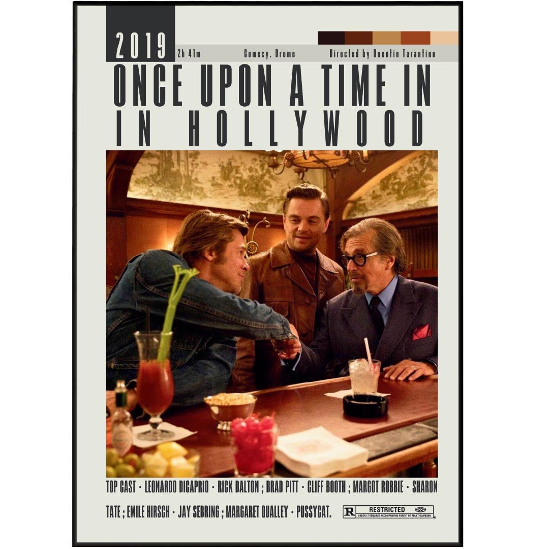 Once Upon a Time in Hollywood Poster | Quentin Tarantino Movies - 98typesModern Minimal Movies