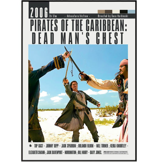 Pirates of the Caribbean Dead Man's Chest 2006 Movie Poster - 98typesModern Minimal Movies