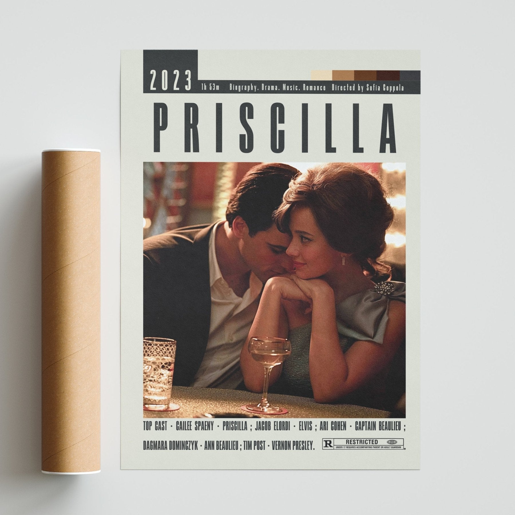 Priscilla Poster | Sofia Coppola Movies - 98typesModern Minimal Movies