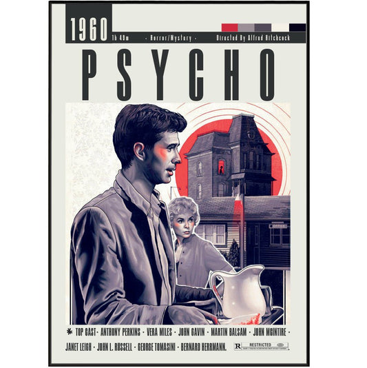 Psycho Poster | Alfred Hitchcock Movie - 98typesModern Minimal Movies